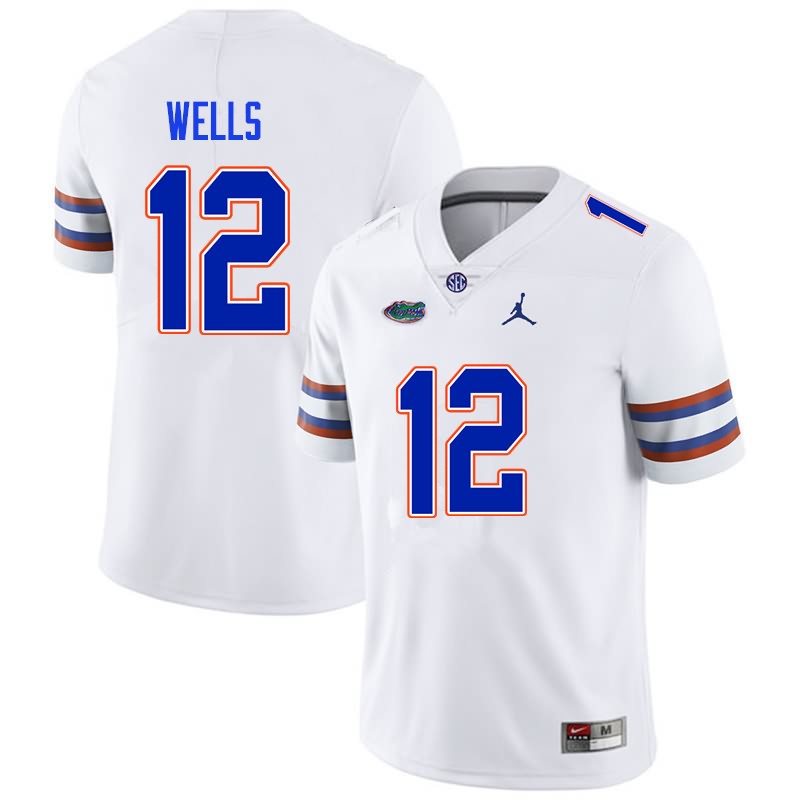 NCAA Florida Gators Rick Wells Men's #12 Nike White Stitched Authentic College Football Jersey GMB0564NW